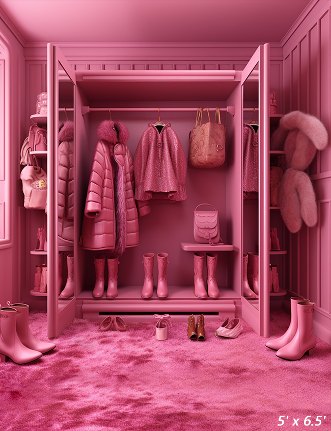 Pink Doll House Closet Background Backdrop for Photo SBH0656