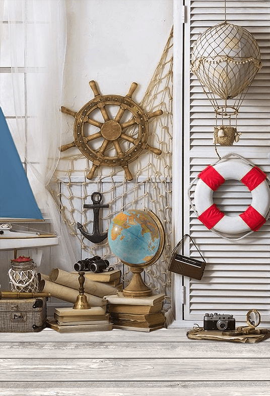 Summer Sailing Seashells Sailor Photography Background SBH0658