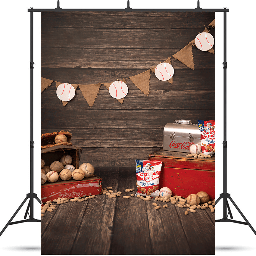 Vintage Baseball for Newborn Background Wood Backdrop SBH0659