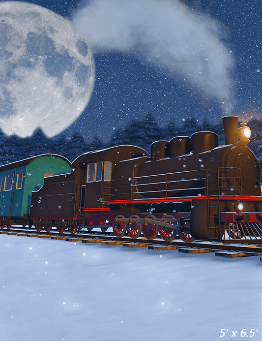 Fairytale Train At Night Christmas Backdrop Background SBH0660