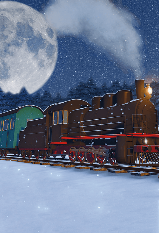 Fairytale Train At Night Christmas Backdrop Background SBH0660