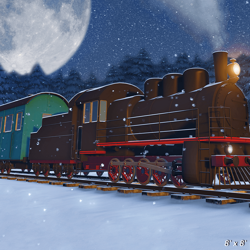 Fairytale Train At Night Christmas Backdrop Background SBH0660