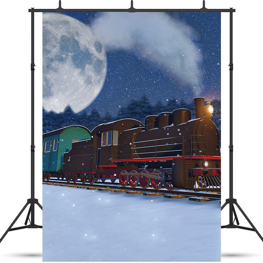 Fairytale Train At Night Christmas Backdrop Background SBH0660