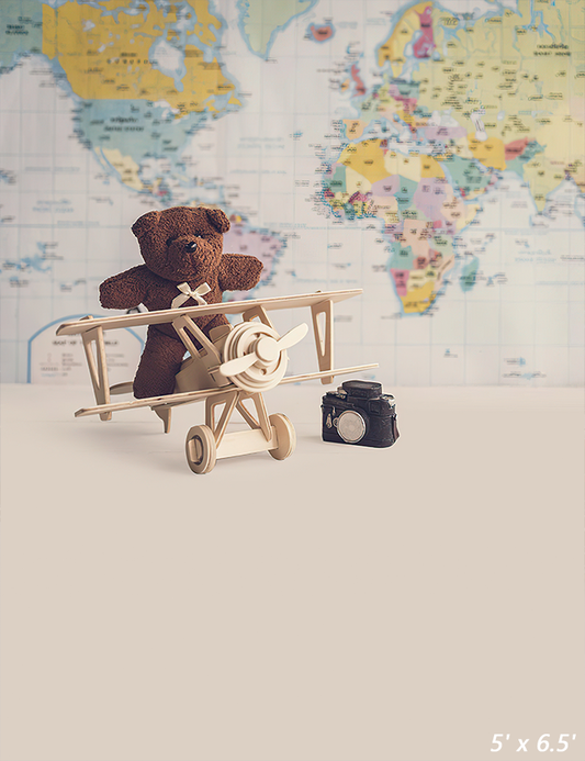Teddy Bear Wooden Toy Airplane Backdrop Background SBH0661