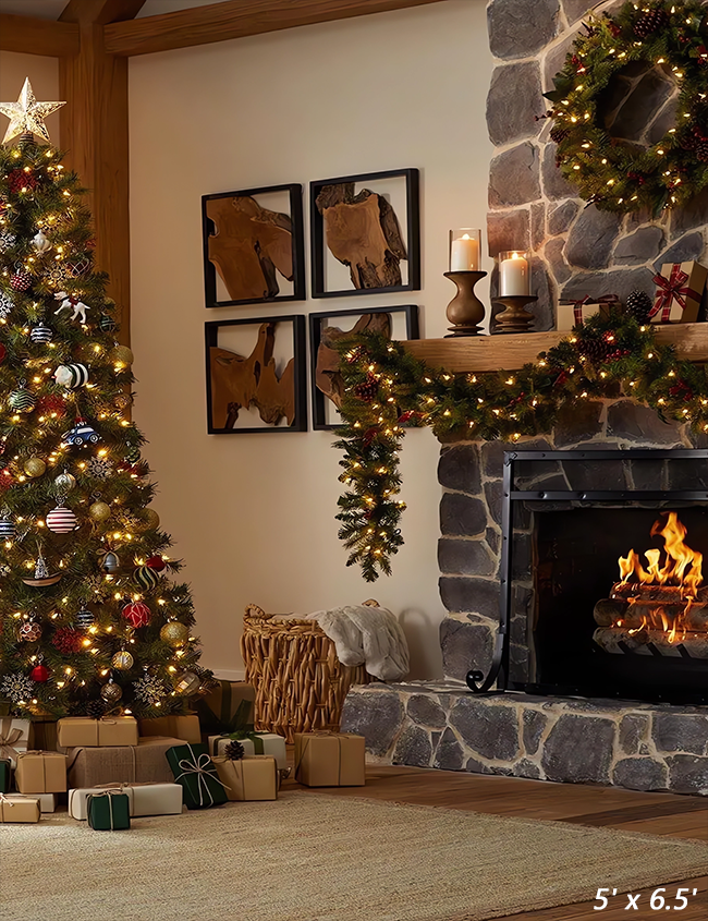 Christmas Tree Fire Place Backdrop for Photo Studio SBH0669