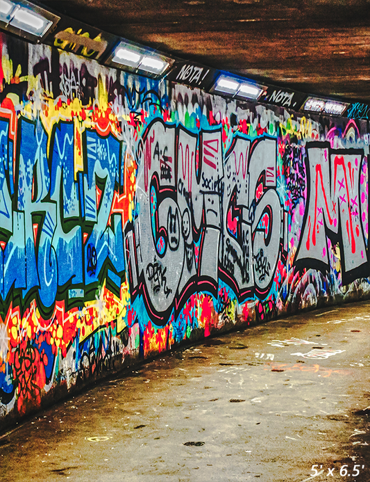 Abandoned Dark Graffiti Tunnel Backdrop for Photo SBH0694