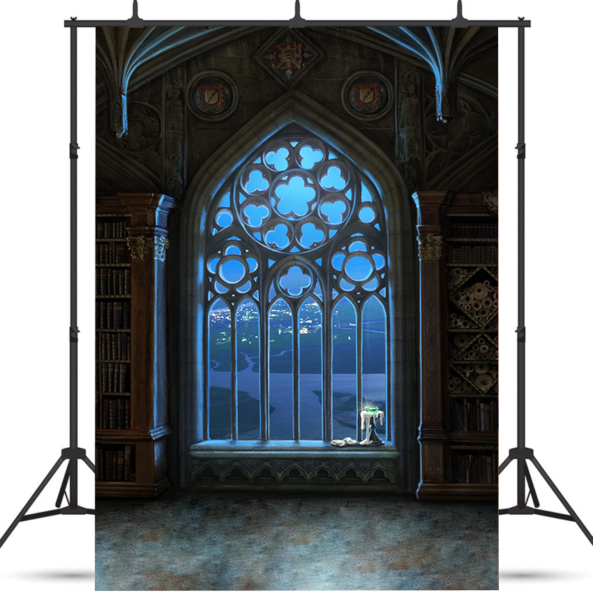 Old Haunted Castle Mysterious Halloween Fabric Backdrop for Photo SBH0714