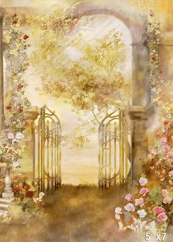 Mysterious Forest Backdrop Arch Door Oil Painting Backdrop SBH0726