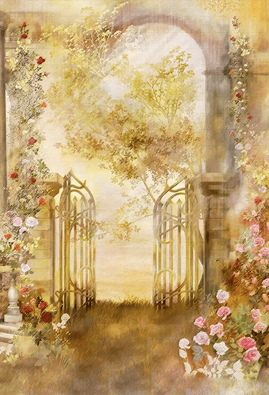 Mysterious Forest Backdrop Arch Door Oil Painting Backdrop SBH0726