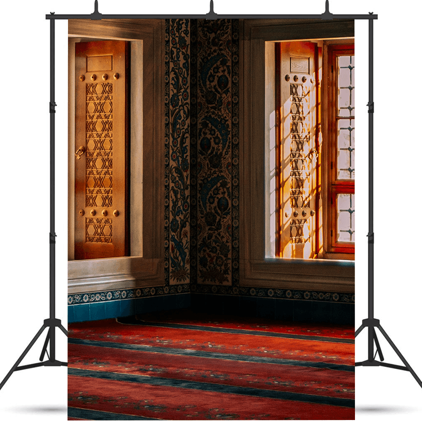 Red Chinese Traditional Living Room Photography Backdrops SBH0728