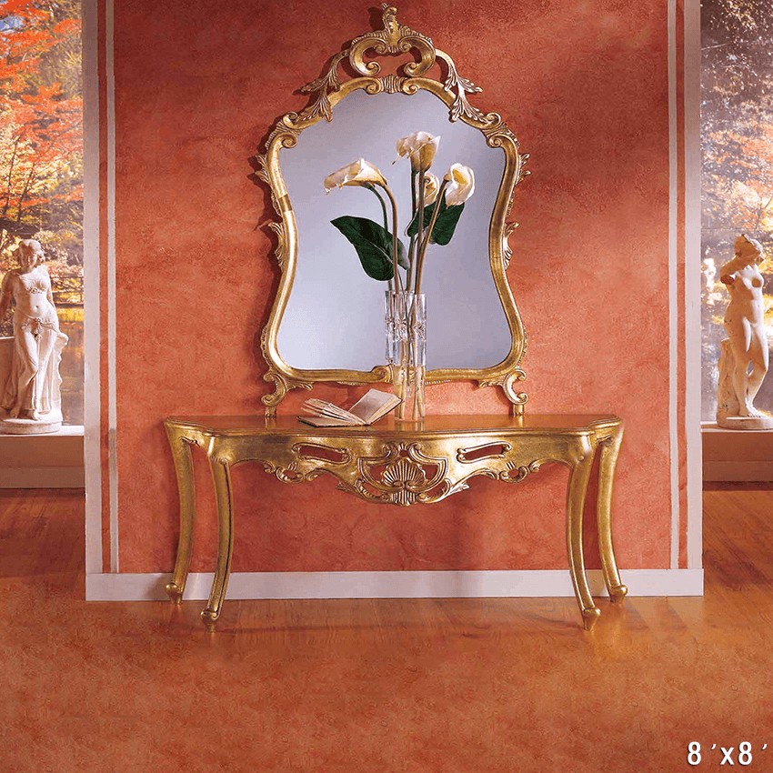 Classical Design with Ornate Mirror and Carved Table Backdrop SBH0738