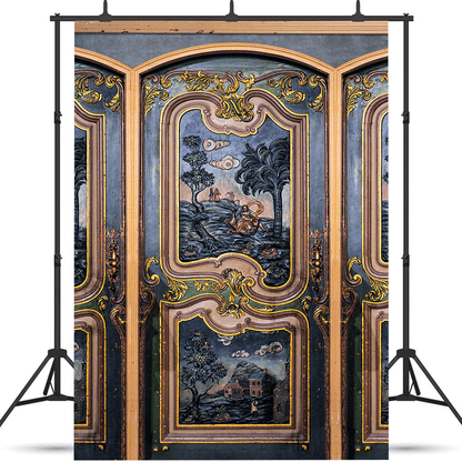 Baroque Narrative Panel with Golden Accents Photography Backdrop SBH0750