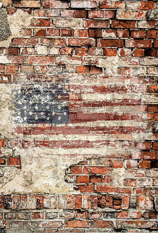 America Flag On Weathered Brick Wall Photography Backdrop SBH0168