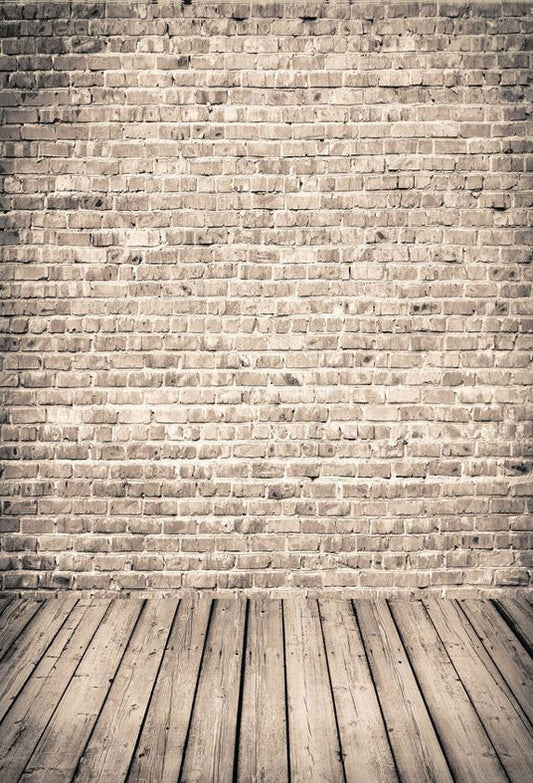 Old Brick Wall With Wood Floor Background For Photography Backdrop