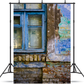 A Blue Weathered Rustic Old Wooden Window Photography Backdrop SBH0182