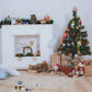 Christmas White Fireplace Cartoon Wood Floor Backdrops
