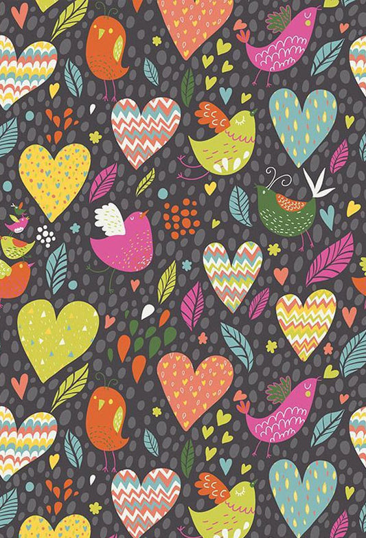 Printed Hearts Birds Leaves Mother's Day Backdrop Photography Background
