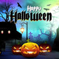 Horrific Night Castle Pumpkins Backdrop for Halloween Party Photography