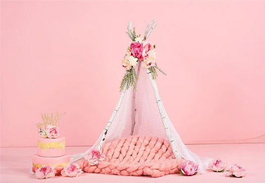 Pink Wigwam Newborn Floral Backdrops for Photography Prop