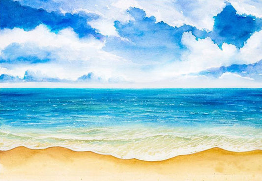 Summer Seaside White Cloud Photography Backdrop
