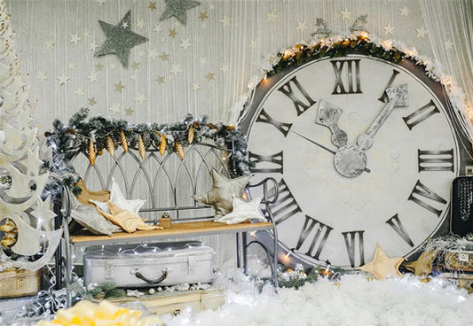 Star Big O'clock Snow Christmas Photography Backdrops