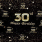 30th Diamond Happy Birthday Gold Star Backdrop for Party