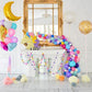 Colorful Balloons Golden Window Moon for 1st Cake Smash Backdrop Photography