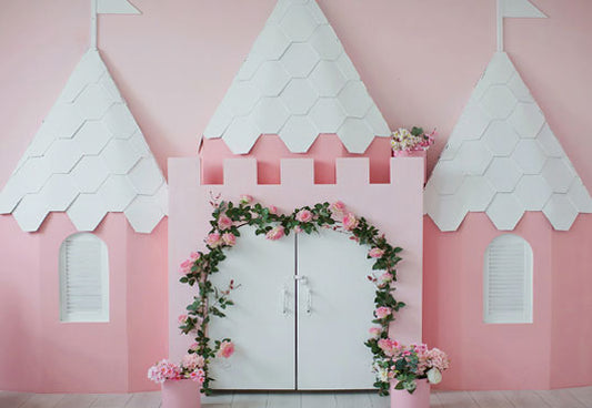 Baby Show Pink House Flowers Newborn Backdrops for Studio