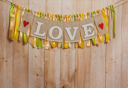 Wood Valentine's Day Love Photography Backdrops