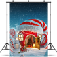 Christmas Fairytale Red Hat House Photography Backdrop SBH0248