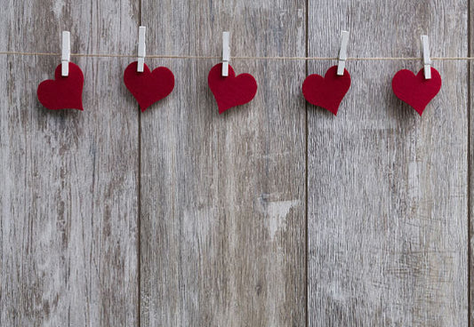 Grey Vintage Wood Wall Red Heart Backdrops