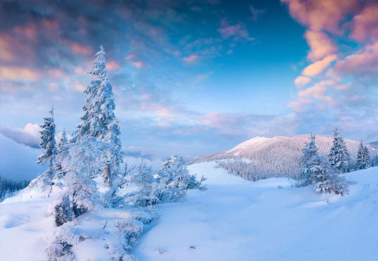 White Snow Mountain Photo Backdrop for Winter