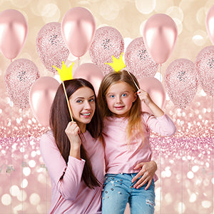 Rose Gold Balloon Decorations Photo Backdrop for Girls Birthday Baby Bridal Shower Photography Background Studio