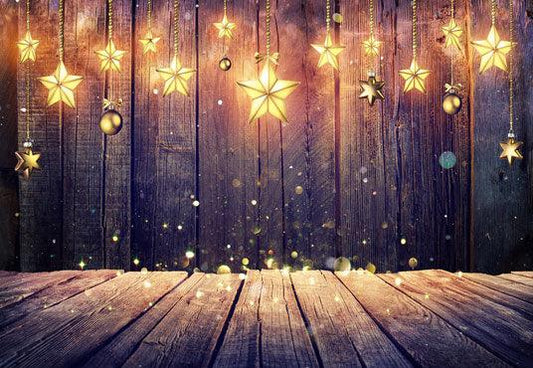 Light Star Wood Wall Photography Backdrop for Christmas