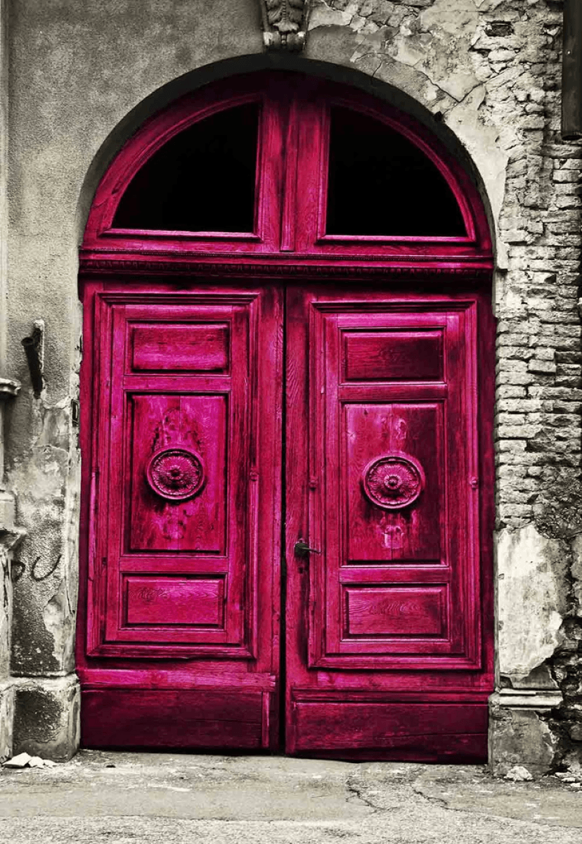 Old Wood Red Door With Damaged Brick Wall Backdrop for Portrait Photography SBH0146