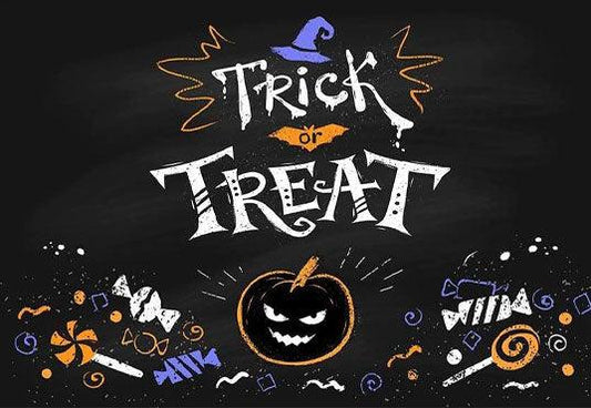 Trick Treat Pattern Backdrop Night Halloween Photography Background