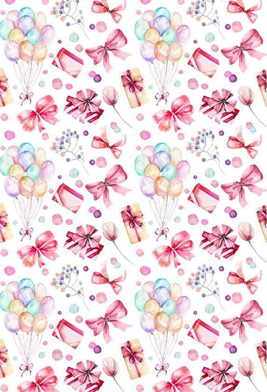 Pink Gifts Balloons Bow Knots Custom Backdrop for Photography
