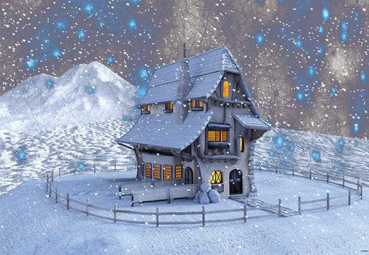 Winter Snow House Wonderland Photography Backdrops