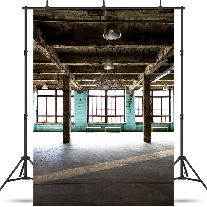 Old Abandoned Warehouse With Big Windows Photography Backdrop SBH0231