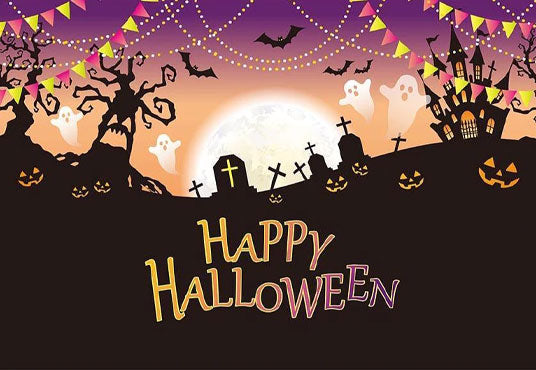 Night Bright Moon Backdrop Halloween Party Photography Background
