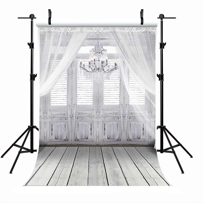 Wood Floor White Window With Curtain Backdrop Background for Photography SBH0149