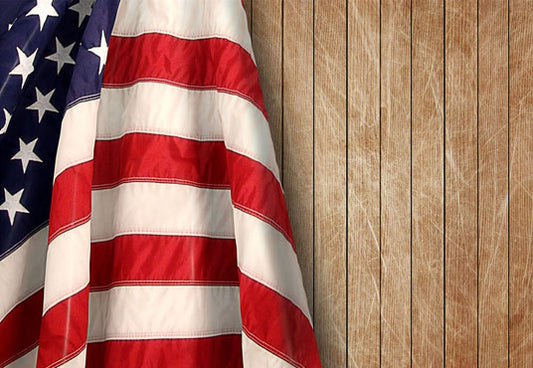 Brown Wood Wall Flag Independence Day Photography Backdrop