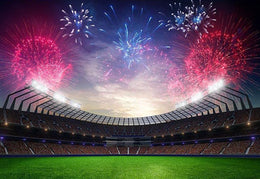 Buy Stadium With Fireworks Backdrop Football Field Background Online ...