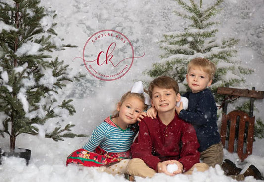 Snow Winter Pine Shiny Snowflake Photo Backdrop for Party