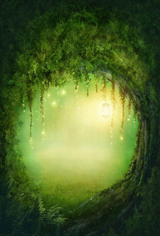 Fairytale Magic Tree Hole Green Children Backdrop for Party