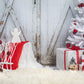 Wood Barn White Gift Christmas Backdrop for Party