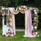 Colorful Flowers Pink Curtain  Door Backdrop for Wedding Ceremony Photography