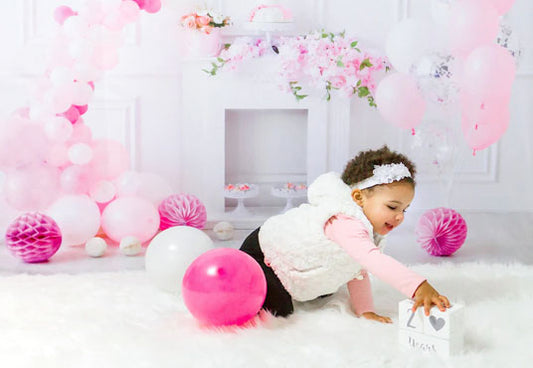 Princess White Wall Balloon Baby Show Backdrop
