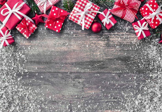 Grey Wood Snowflake Christmas Backdrops