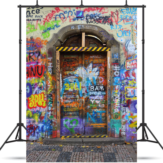 1980s Graffiti Wall With Door Background Backdrop for Photography SBH0188